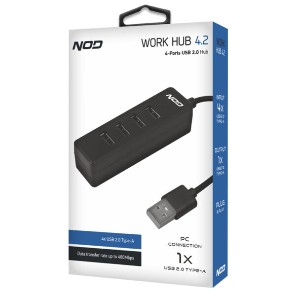 NOD WORK HUB 4.2 USB 2.0 Hub 4 θυρών σε μαύρο χρώμα - Image 2