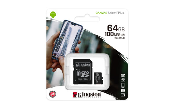 KINGSTON Memory Card MicroSD Canvas Select Plus SDCS2/64GB, Class 10, SD Adapter - Image 2