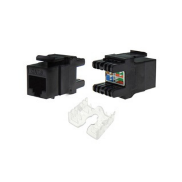 05.001.0034 KEYSTONE JACK RJ45 UTP CAT 6 KRONE TYPE 180° ΠΡΙΖΑΣ / PATCH PANEL ΜΑΥΡΟ ΜΕ UL KJ6-05 SUT - Image 1