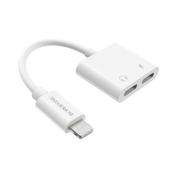 06.004.0088 Αντάπτορας Borofone BV11 2 σε 1 Lightning σε Δύο Εξόδους Lightning 2.0A Λευκό - Image 1