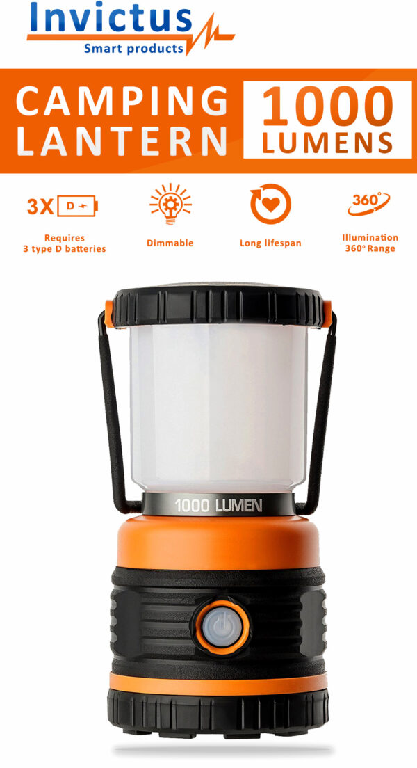 INVICTUS INV-1000-B ΦΑΝΑΡΙ CAMPING 1000 LM ΜΕ 3 ΜΠΑΤΑΡΙΕΣ D (δεν περιλαμβάνονται) - Image 4