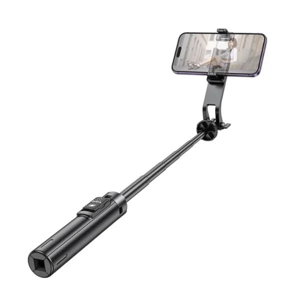 40390_w_3 Selfie Stick Hoco K21 Stream για Συσκευές 4.5"-7.0" 55mAh Ύψος 1.37m με Τηλεχειριστήριο Μαύρο 6942007609975 - Image 4