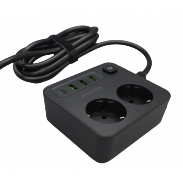 ΠΟΛΥΠΡΙΖΟ ΣΟΥΚΟ - 2 ΘΕΣΕΙΣ ΣΟΥΚΟ - 3 ΘΥΡΕΣ USB A - 1 ΘΥΡΑ USB-C 30W HB4U2E-C - Image 2