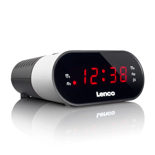 LENCO CR-07 WHITE Επιτραπέζιο ψηφιακό ρολόι-ξυπνητήρι με ραδιόφωνο, οθόνη LED και λειτουργία snooze. - Image 1