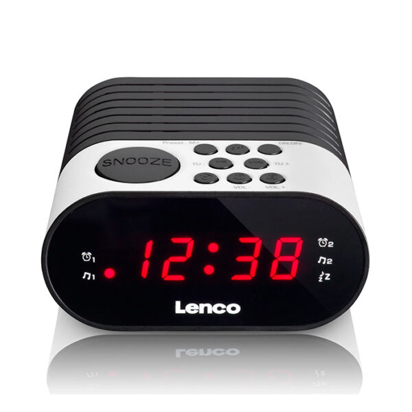 LENCO CR-07 WHITE Επιτραπέζιο ψηφιακό ρολόι-ξυπνητήρι με ραδιόφωνο, οθόνη LED και λειτουργία snooze. - Image 2