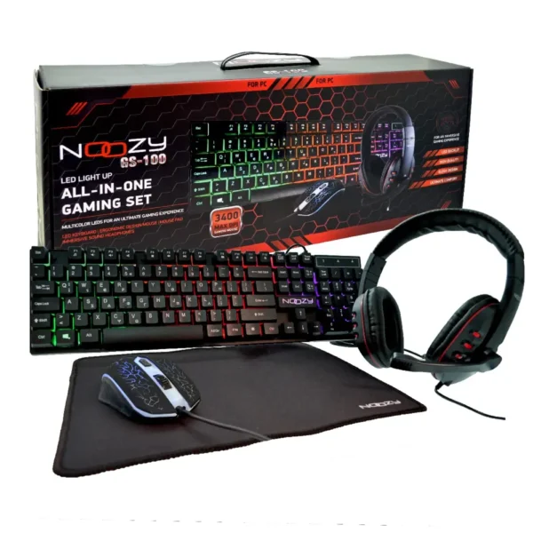 Gaming Set Noozy GS-100 που αποτελείται από Gaming Ακουστικά με Μικρόφωνο, 4D Ποντίκι, LED Πληκτρολόγιο και Mousepad - Image 1