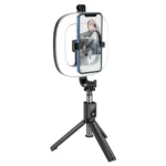 Selfie Stick Hoco LV03 Plus 360ᵒ για Συσκευές 4.7"-6.7" με LED Φωτισμό και Τηλεχειριστήριο Μαύρη - Image 3
