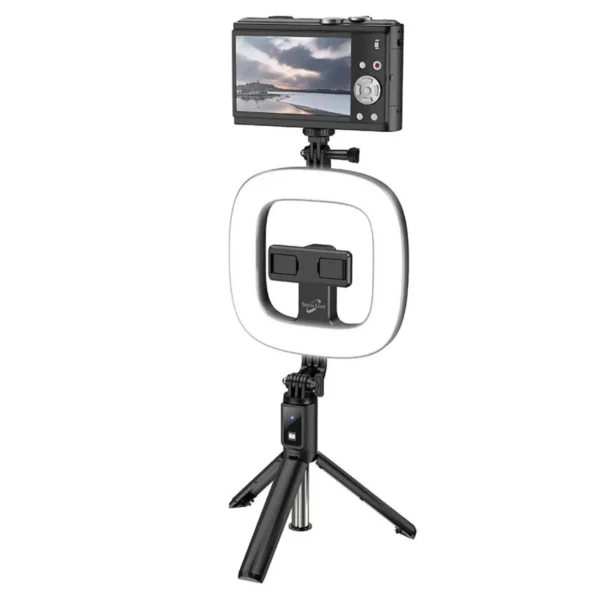 Selfie Stick Hoco LV03 Plus 360ᵒ για Συσκευές 4.7"-6.7" με LED Φωτισμό και Τηλεχειριστήριο Μαύρη - Image 6