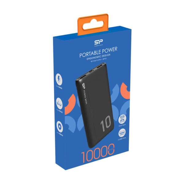 4713436140214x_3 SILICON POWER POWER BANK GP15 10000mAh OUTPUT USB1 5V-2.1A/ USB2 5V-2.1A MAX 2.1A INPUT MICRO USB & TYPE C 5V-2A BLACK - Image 4