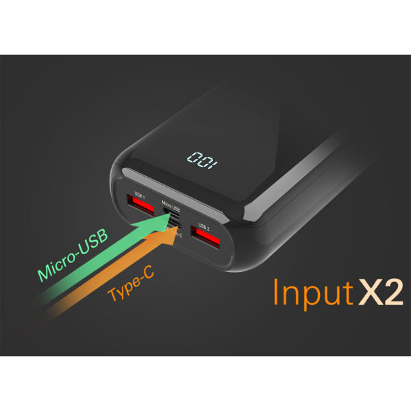 4713436140290x_4 SILICON POWER POWER BANK QS28 20000mAh OUTPUT USB X 2 5V-3A/5V-3A max/ TYPE C 5V-3A /INPUT MICRO USB & TYPE C 5V-3A BLACK OR - Image 4