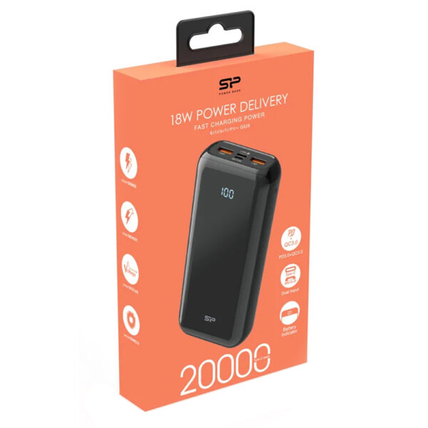 4713436140290x_5 SILICON POWER POWER BANK QS28 20000mAh OUTPUT USB X 2 5V-3A/5V-3A max/ TYPE C 5V-3A /INPUT MICRO USB & TYPE C 5V-3A BLACK OR - Image 5