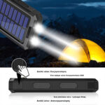 SOLAR POWER BANK 8000mAh IP64 WITH FLASHLIGHT AND COMPASS OUTPUT USB1 5V-2A/ USB2 5V-2A MAX 2.1A INPUT MICRO USB 5V-2A BLACK - Image 4
