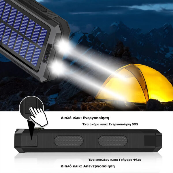 5205308382352x_3 SOLAR POWER BANK 8000mAh IP64 WITH FLASHLIGHT AND COMPASS OUTPUT USB1 5V-2A/ USB2 5V-2A MAX 2.1A INPUT MICRO USB 5V-2A BLACK - Image 4