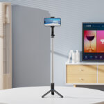 XO SS12 Αναδιπλουμενο selfie stick με ring light, λειτουργία Bluetooth και ενσωματωμένο τρίποδο - Image 4