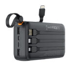 XO PR27Power Bank 20.000 mAh, με 4 ενσωματωμένα καλώδια (1x USB-Α, 1x USB Type-C, 1x Micro USB, 1x Lightning) σε μαύρο χρώμα - Image 4