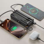 XO PR27Power Bank 20.000 mAh, με 4 ενσωματωμένα καλώδια (1x USB-Α, 1x USB Type-C, 1x Micro USB, 1x Lightning) σε μαύρο χρώμα - Image 5