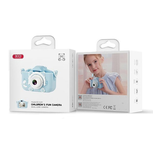 XO XJ01 BLUE Παιδική κάμερα dual lens με προστατευτικό κάλυμμα, σε μπλε χρώμα - Image 4