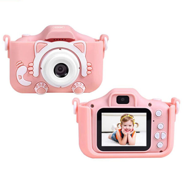 XO XJ01 PINK Παιδική κάμερα dual lens με προστατευτικό κάλυμμα, σε ροζ χρώμα - Image 3