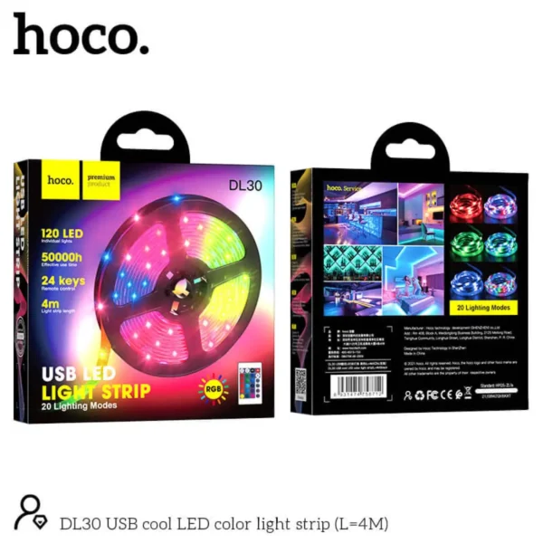 Ταινία LED Hoco DL30 Plus USB RGB με Τηλεχειριμό 4m - Image 2