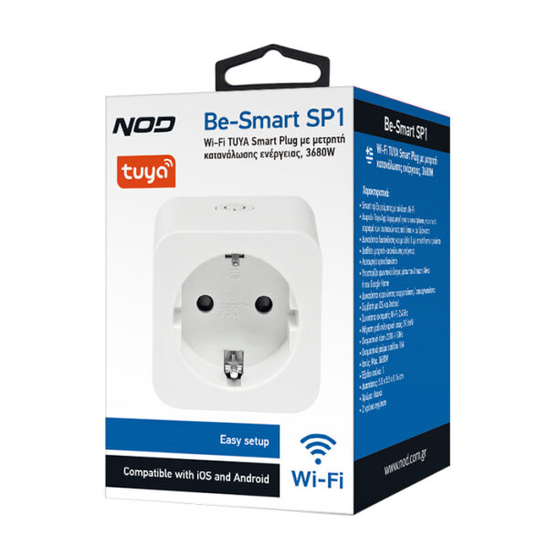 NOD BE-SMART SP1 Wi-Fi TUYA Smart Plug με μετρητή κατανάλωσης ενέργειας, 3680W - Image 5