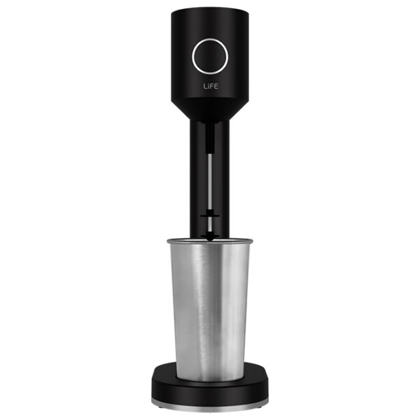 LIFE ROI MAT Flat Black Series Φραπεδιέρα με inox ποτήρι και πλήκτρο push, 100W, σε μαύρο ματ χρώμα. - Image 2