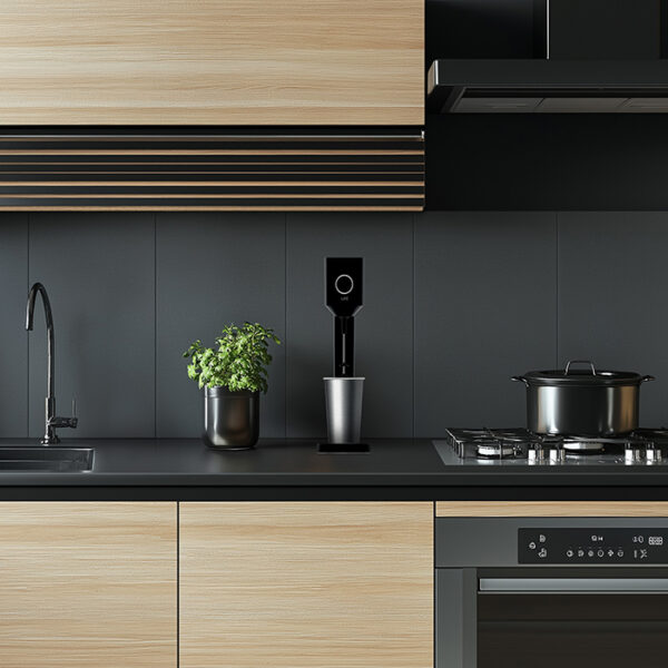 LIFE ROI MAT Flat Black Series Φραπεδιέρα με inox ποτήρι και πλήκτρο push, 100W, σε μαύρο ματ χρώμα. - Image 5