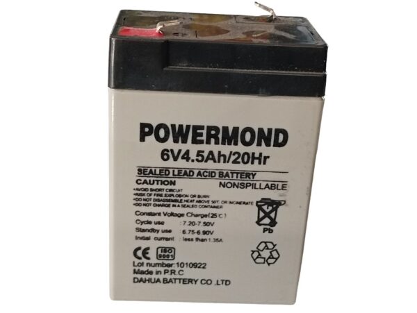 Μπαταρία 6V/ 4.5AH POWERMOND Επαναφορτιζόμενη Μολύβδου - Image 2
