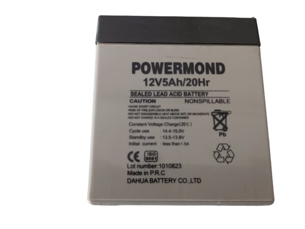 Μπαταρία 12V/ 5.0AΗ POWERMOND Επαναφορτιζόμενη Μολύβδου - Image 2
