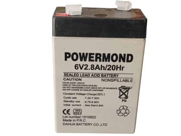 Μπαταρία 6V/ 2.8Ah POWERMOND Επαναφορτιζόμενη Μολύβδου - Image 2