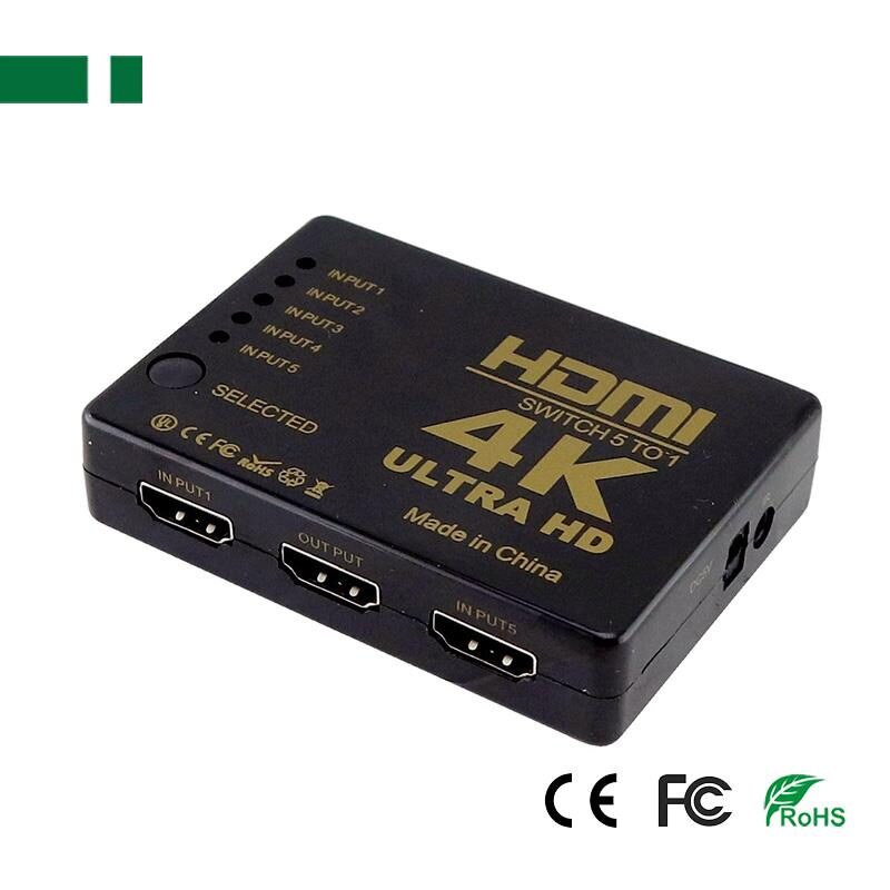371-107-o1-1 HDMI Switcher PS-305-4K , 5 Εισόδων - 1 Εξόδου με τηλεχειριστήριο (δεν περιλαμβάνει τροφοδοτικό 5V/1A) - Image 1