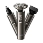 Επαναφορτιζόμενη Ξυριστική Μηχανή & Trimmer Hoco HP36 600mAh με 3 Κεφαλές και LED Ένδειξη Μπαταρίας και Φόρτισης Μεταλλικό Γκρι