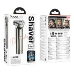 Επαναφορτιζόμενη Ξυριστική Μηχανή & Trimmer Hoco HP36 600mAh με 3 Κεφαλές και LED Ένδειξη Μπαταρίας και Φόρτισης Μεταλλικό Γκρι - Image 2
