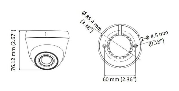 HIKVISION/HiWatch ΚΑΜΕΡΑ TURBO HD TURRET DOME HWT-T120-P  2MP 2.8mm TVI/AHD/CVI/CVBS ΕΩΣ 20Mtr πλαστική - Image 2