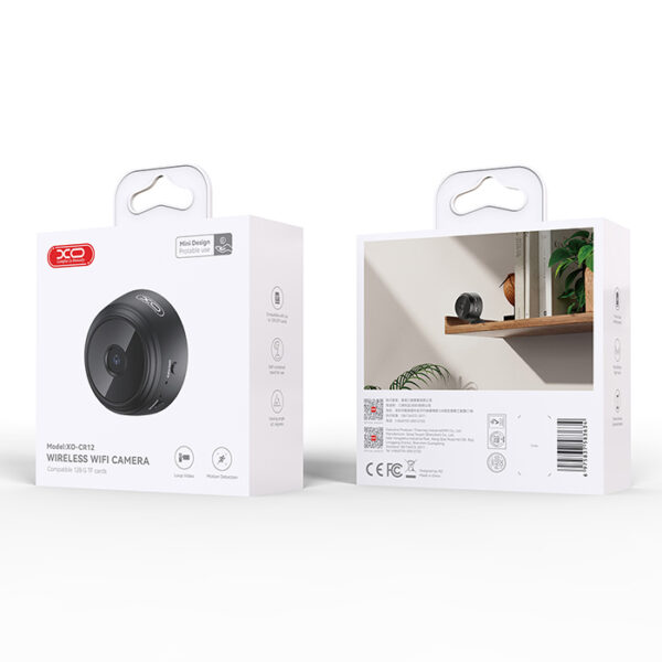 XO CR12 Mini Wi-Fi επαναφορτιζόμενη κάμερα 0.3MP για εσωτερικούς χώρους, με μαγνητική επιφάνεια σε μαύρο χρώμα - Image 6