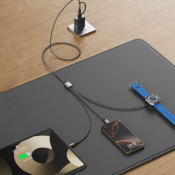 XO CX040 Καλώδιο USB High-Speed A και type-C αρσ. σε Lighnting, USB type-C και μαγνητικό φορτιστή, 1.20m σε μαύρο χρώμα - Image 2