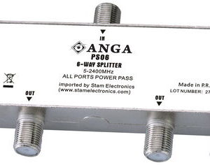 ANGA PS06 Splitter 6 Εξόδων TV/SAT 5-2400MHz Με διέλευση τάσης