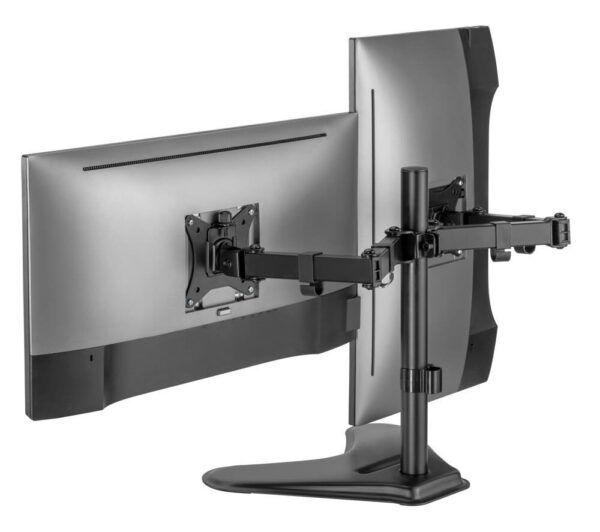 BRATECK Βάση Γραφείου LDT66-T024 για 2 Οθόνες έως 32″ 9kg/οθόνη με βραχίονα MAX VESA 100×100 ΜΕ ΚΛΙΣΗ +45 έως -45 μοιρών - Image 2