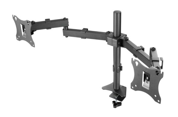 BRATECK Βάση γραφείου LDT24-C024 για 2 οθόνες 17-27 ιντσών 7kg/οθόνη με βραχίονα MAX VESA 100×100 ΜΕ ΚΛΙΣΗ +45 έως -45 μοιρών - Image 2