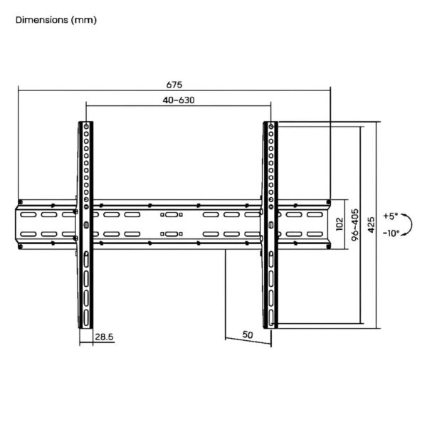 BRATECK Βάση TV KL25-46T 37″ έως 70″ 35kg MAX VESA 600×400 ΜΕ ΚΛΙΣΗ＋5°～-10° - Image 2