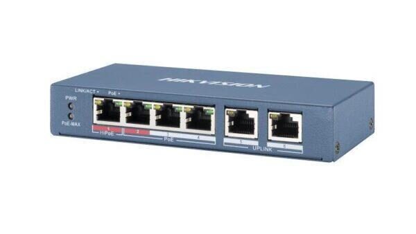552-646-o1 HIKVISION PS-3E0106 HP 4 Port POE SWITCH (4+2) Built-in - Image 1