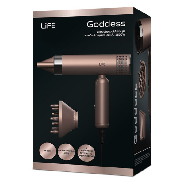 LIFE GODDESS Σεσουάρ μαλλιών με αναδιπλούμενη λαβή, 1600W - Image 9