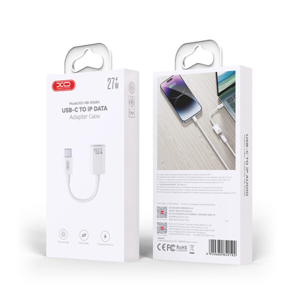 XO NB-R268A Καλώδιο-αντάπτορας USB High-Speed Type-C αρσ. - Lightning θηλ., 0.12m σε λευκό χρώμα - Image 5