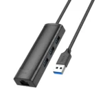 USB Hub Hoco HB42 USB σε 3 x USB 3.0 και RJ45 με Λειτουργία Μεταφοράς Δεδομένων 1000Mbps 0.2m Μαύρο