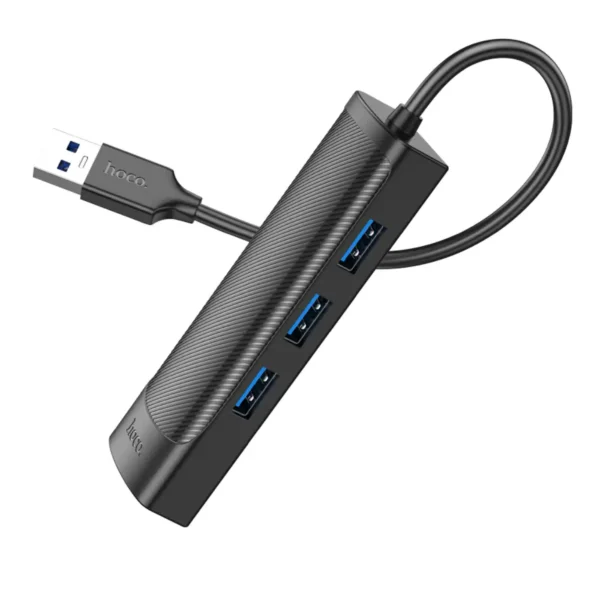 USB Hub Hoco HB42 USB σε 3 x USB 3.0 και RJ45 με Λειτουργία Μεταφοράς Δεδομένων 1000Mbps 0.2m Μαύρο - Image 4