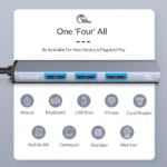 ORICO USB hub AH-13, 4x θυρών, USB 3.0, 5Gbps, USB-C σύνδεση, γκρi - Image 3
