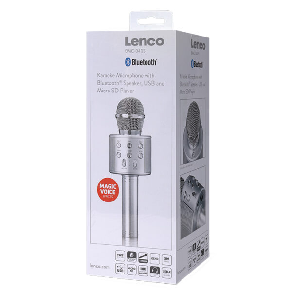 LENCO BMC-040SI Ασύρματο Bluetooth μικρόφωνο λειτουργία Karaoke - Image 5