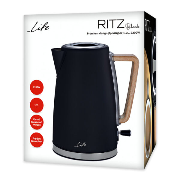 LiFE RITZ Black Premium design βραστήρας 1.7L, 2200W, σε μαύρο χρώμα. - Image 3
