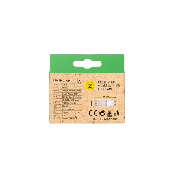 ΛΑΜΠΑ LED G9 4,8W 550lm 3000K 220-240V 5τμχ ColorBox - Image 3