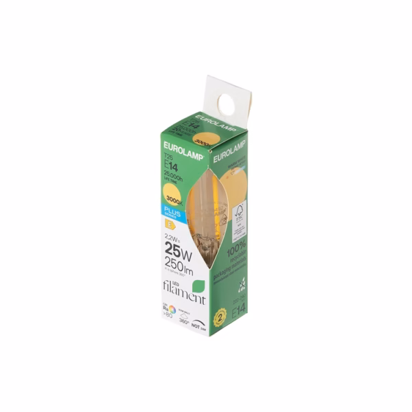 ΛΑΜΠΑ LED FILAMENT ΣΩΛΗΝΩΤΗ T25 2.2W 250LM Ε14 3000K 220-240V - Image 4