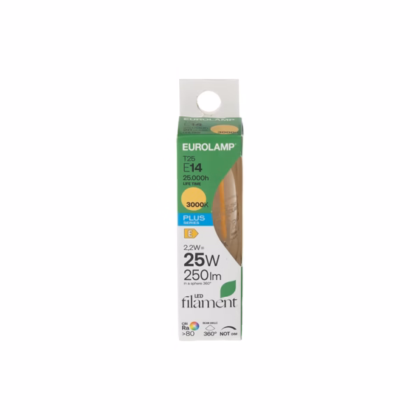 ΛΑΜΠΑ LED FILAMENT ΣΩΛΗΝΩΤΗ T25 2.2W 250LM Ε14 3000K 220-240V - Image 2